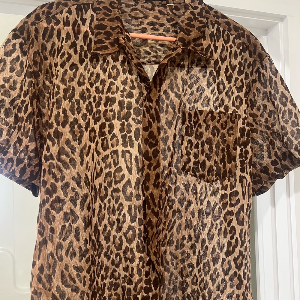 Leopard Print Short Sleeve Shirt